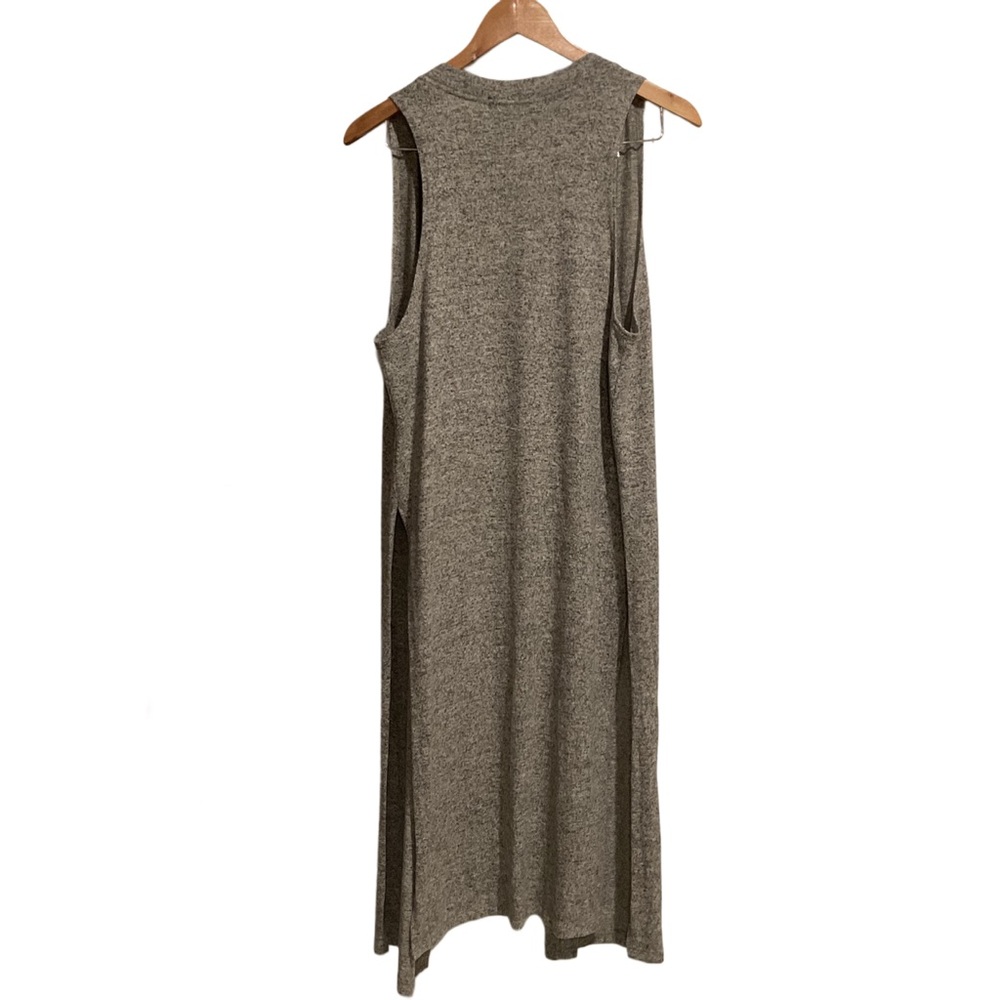 Coin 1804 Long Cardigan Open Front Sleeveless Heather Gray - Picture 2 of 7